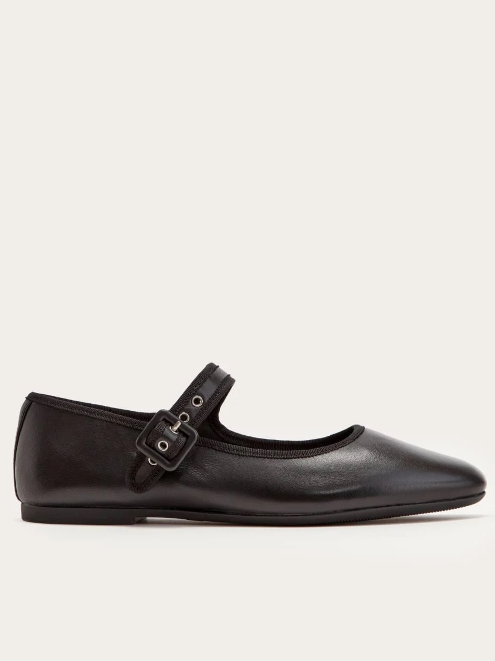 Everlane The Day Buckle Mary Jane Ballet Flat Black Soft Leather Size 7